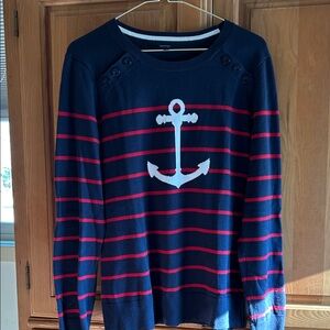 Nautica Navy and Red Anchor Crewneck Sweater